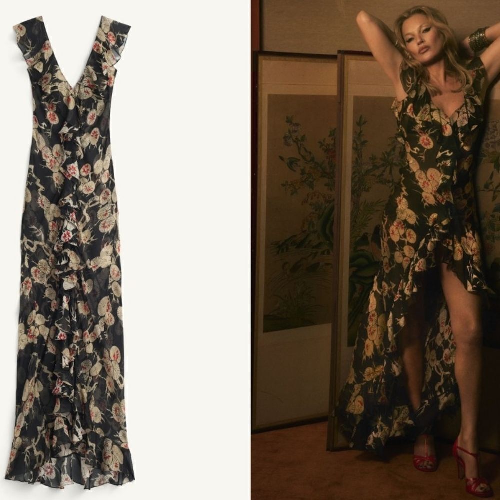 RARE KATE MOSS NWT ZARA MULTI-POSITIONAL PRINTED DRESS X KATE MOSS